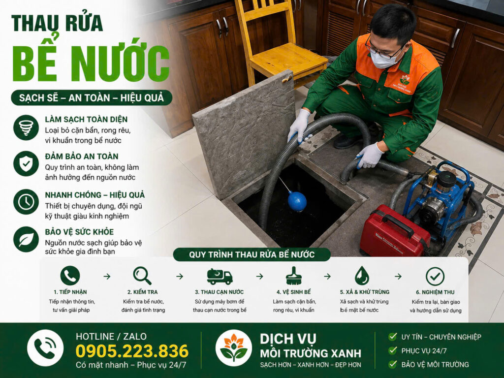 Thau rửa bể nước là gì? Quy trình, lợi ích và khi nào cần thực hiện?